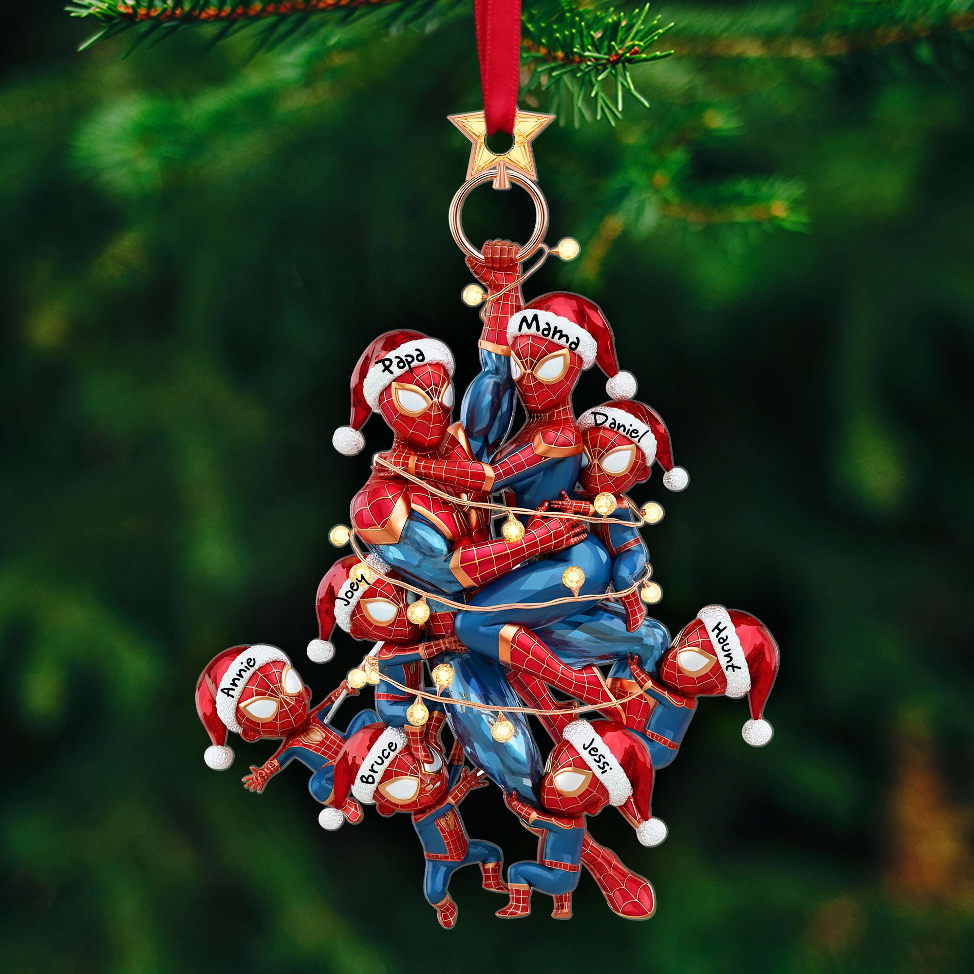 Embrace Family Joy with Our Playful Spider-Man Family Tree Ornament - Personalized Gift for Everyone Ornament PopCulturePrints