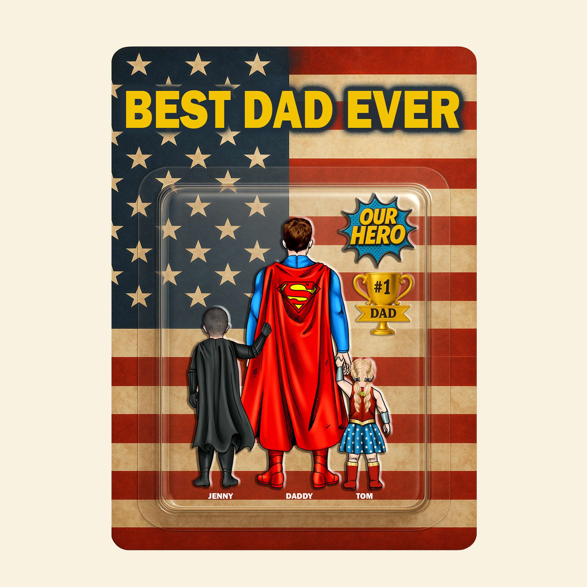 Best Dad Ever - Personalized Acrylic Plaque Gift for Dad, Grandpa, & More Shaped Plaques PopCulturePrints