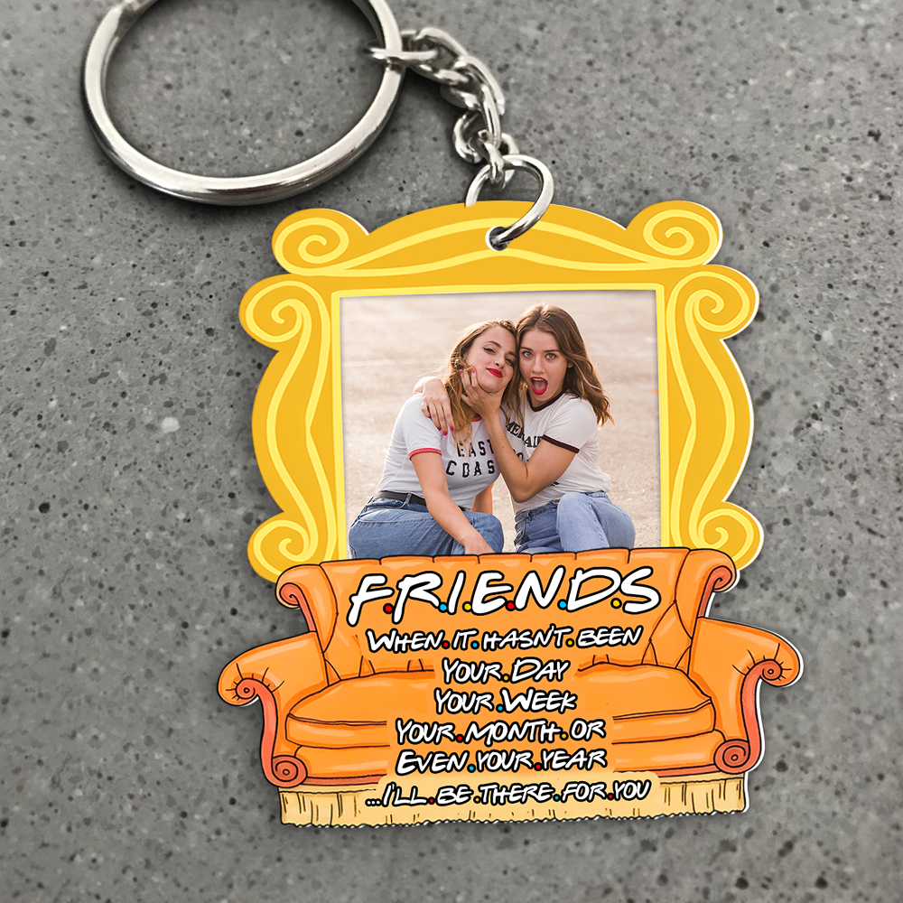 Personalized Friends Photo Keychain - 'Besties Always Have Your Back'