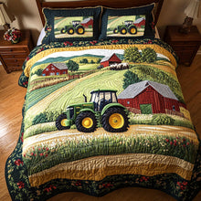 Load image into Gallery viewer, &quot;Rev up your dreams with our Green Tractor On The Farm Quilt Bedding Set&quot; - Personalized Bedding for Tractor Lovers Blanket PopCulturePrints
