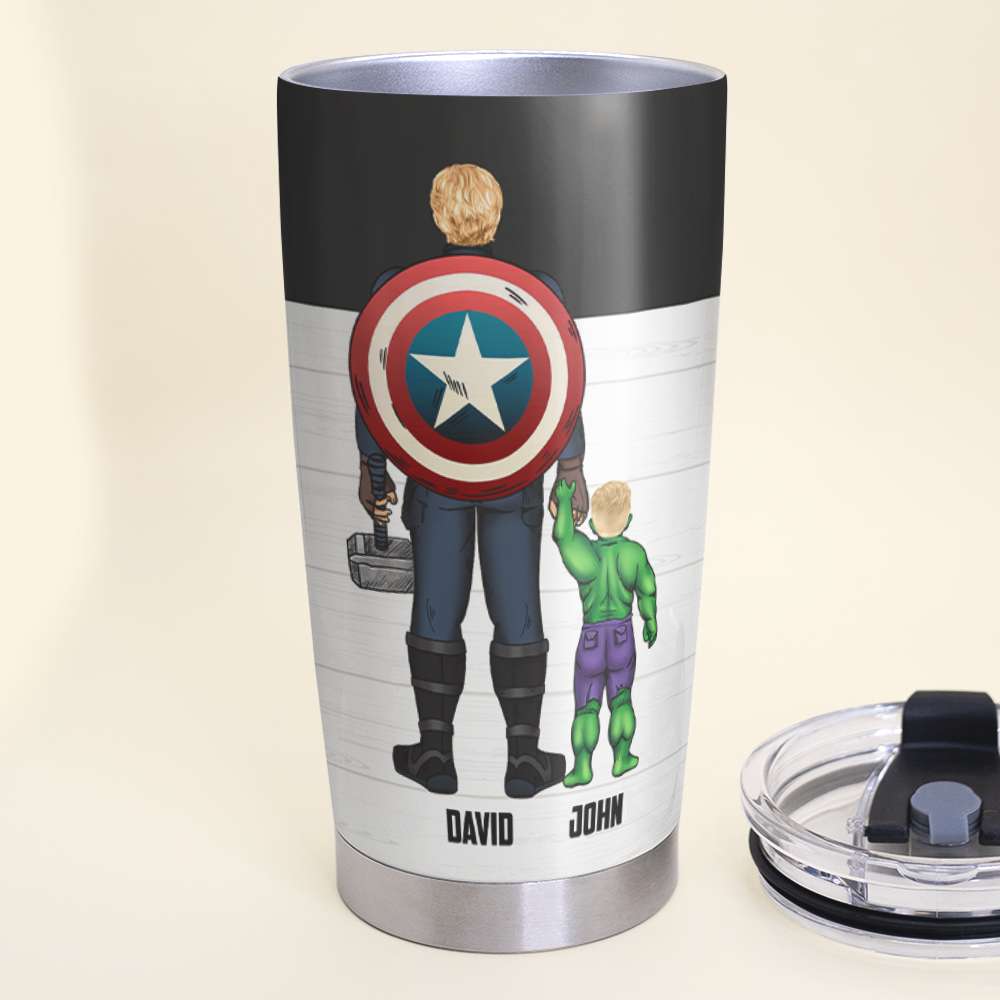 Custom Superhero Dad Tumbler - Personalized Gift Tumbler Cup PopCulturePrints