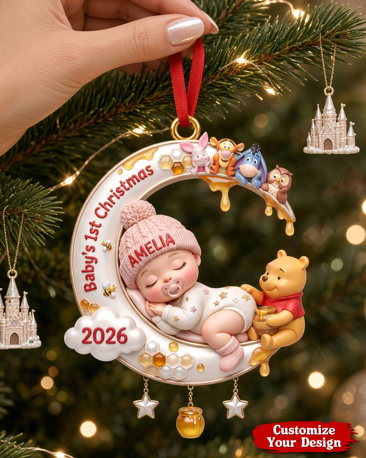 "A Magical First Christmas Memory" - Personalized Baby Ornament - Gift for New Parents, Children, and Grandparents