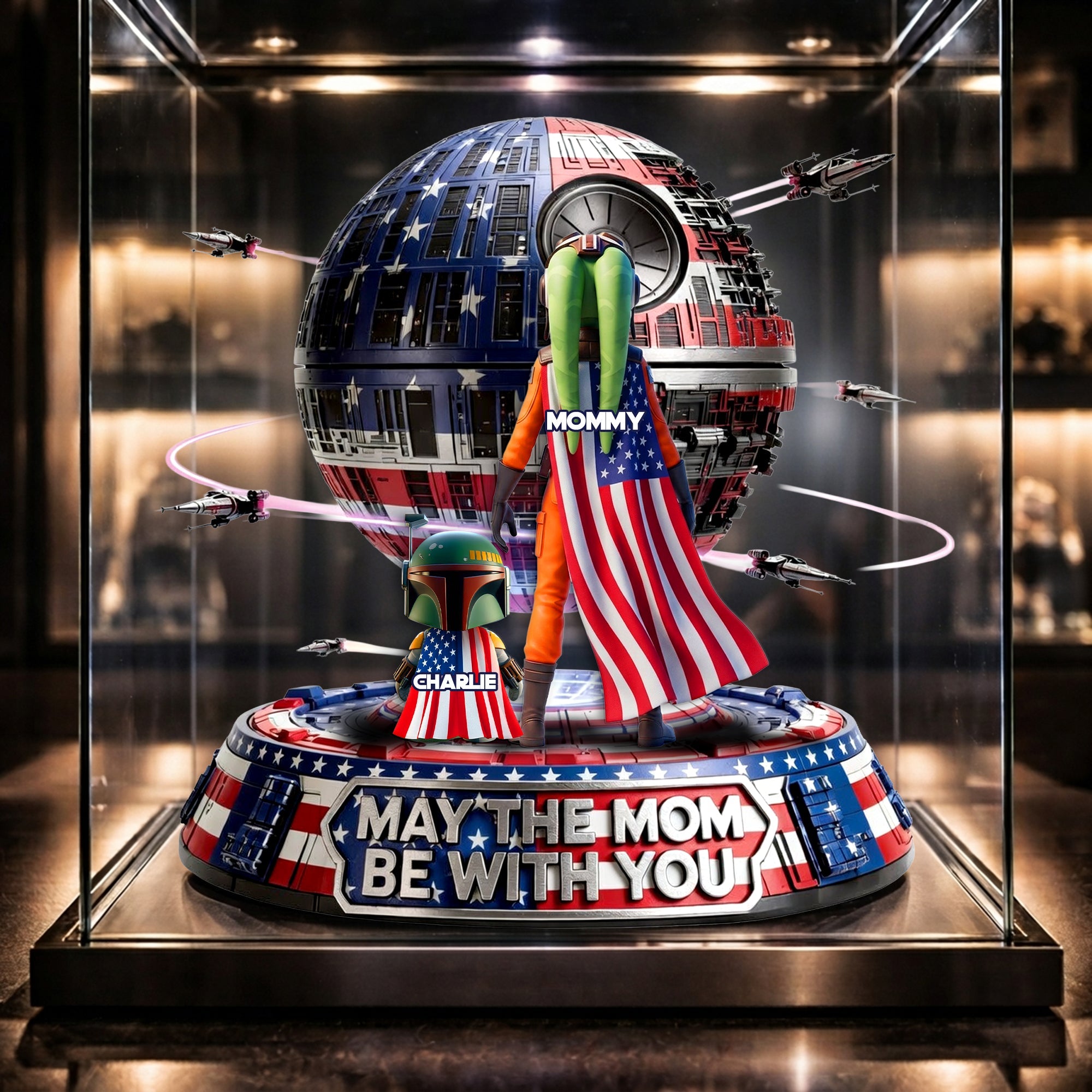 “May The Mom Be With You” - Universe Mom Acrylic Plaque - Personalized Gifts For Mom, Grandma & More Shaped Plaques PopCulturePrints