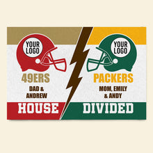 Load image into Gallery viewer, Personalized House Divided Football Fan Doormat - Custom Team Logo Gift Doormat PopCulturePrints
