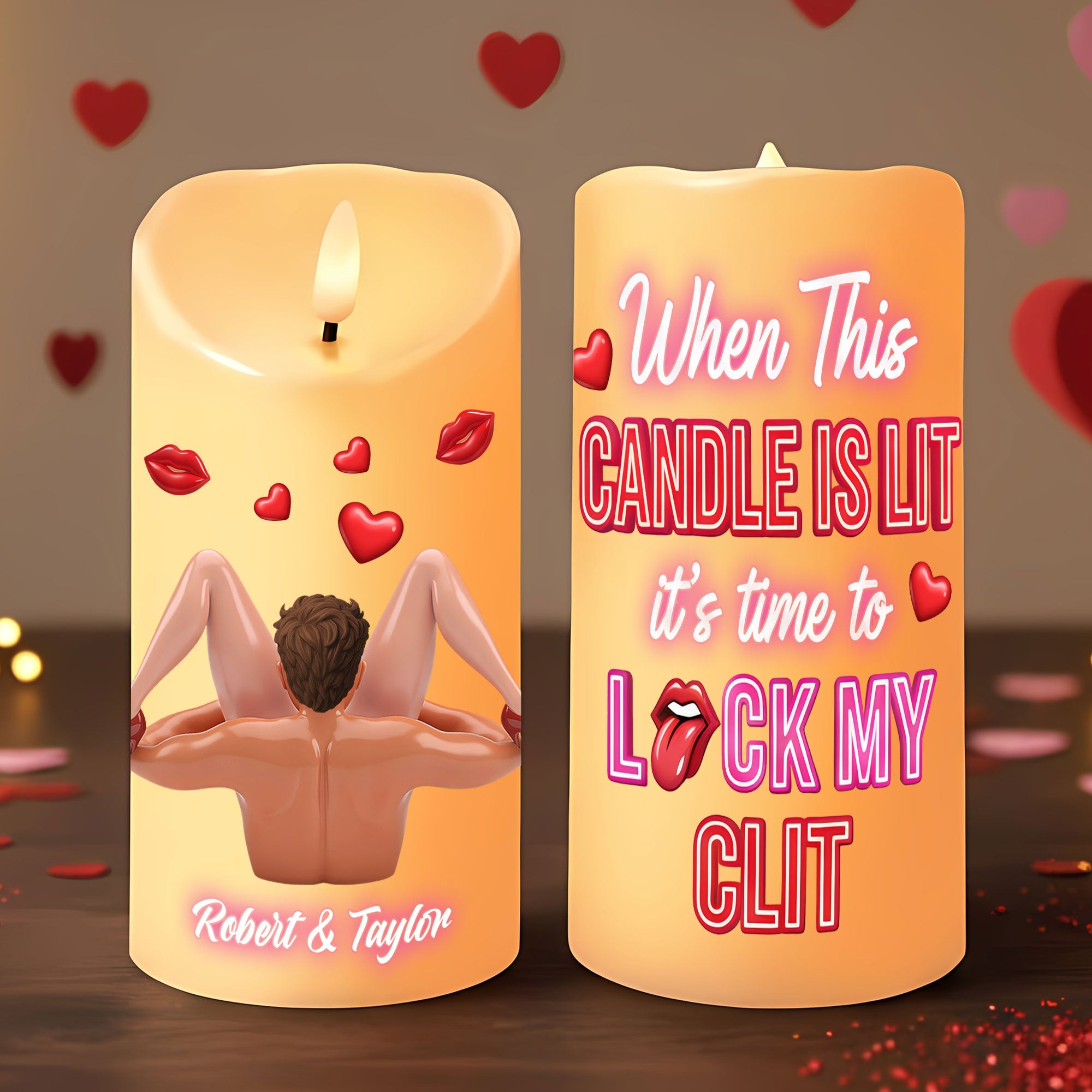 Spark Romance with Our Naughty Couple LED Candle - Personalized Gifts for Couples Led Candle PopCulturePrints