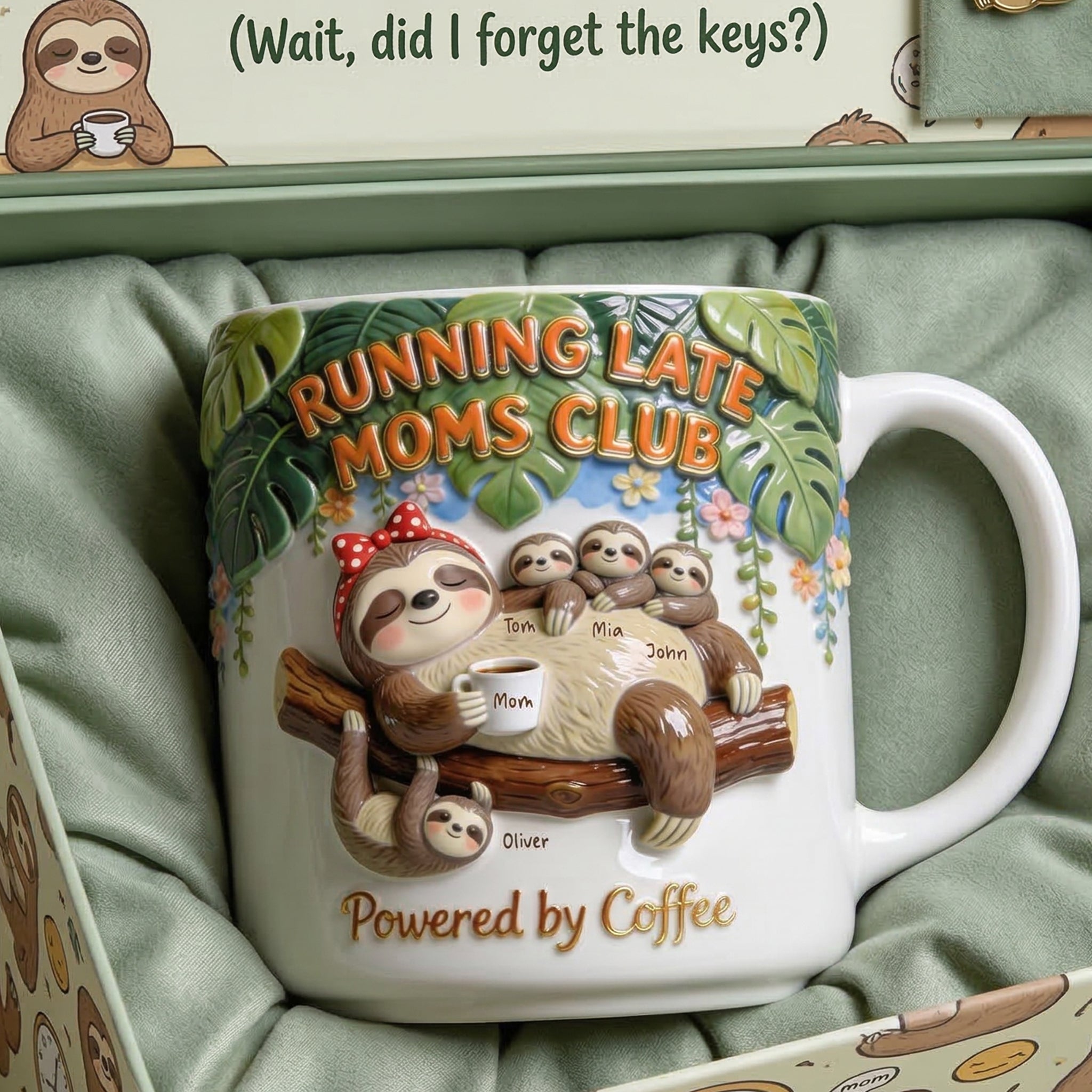 Chill Sloth Mom Coffee Mug - Personalized Gift for Moms Who Love Coffee Coffee Mug PopCulturePrints