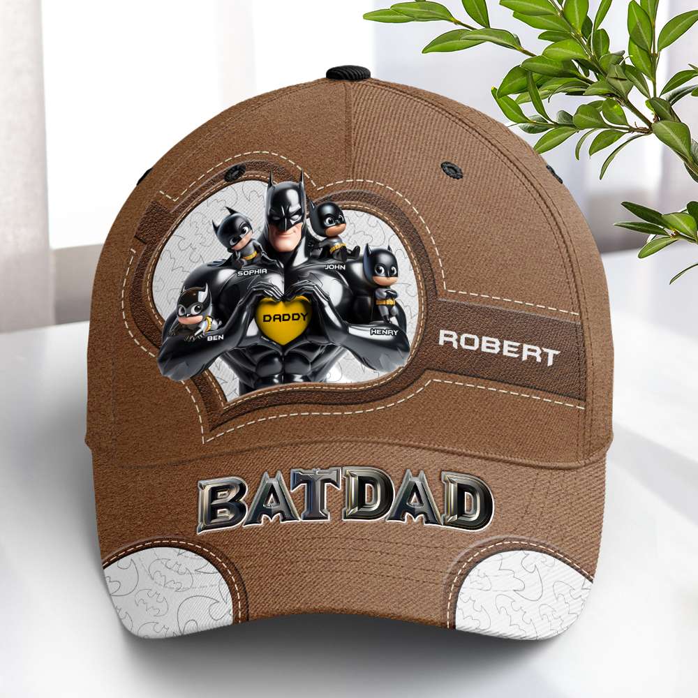 “My Superhero Dad” - Shadow Dad Classic Cap - Personalized Gift for Dad & Grandpa Caps PopCulturePrints