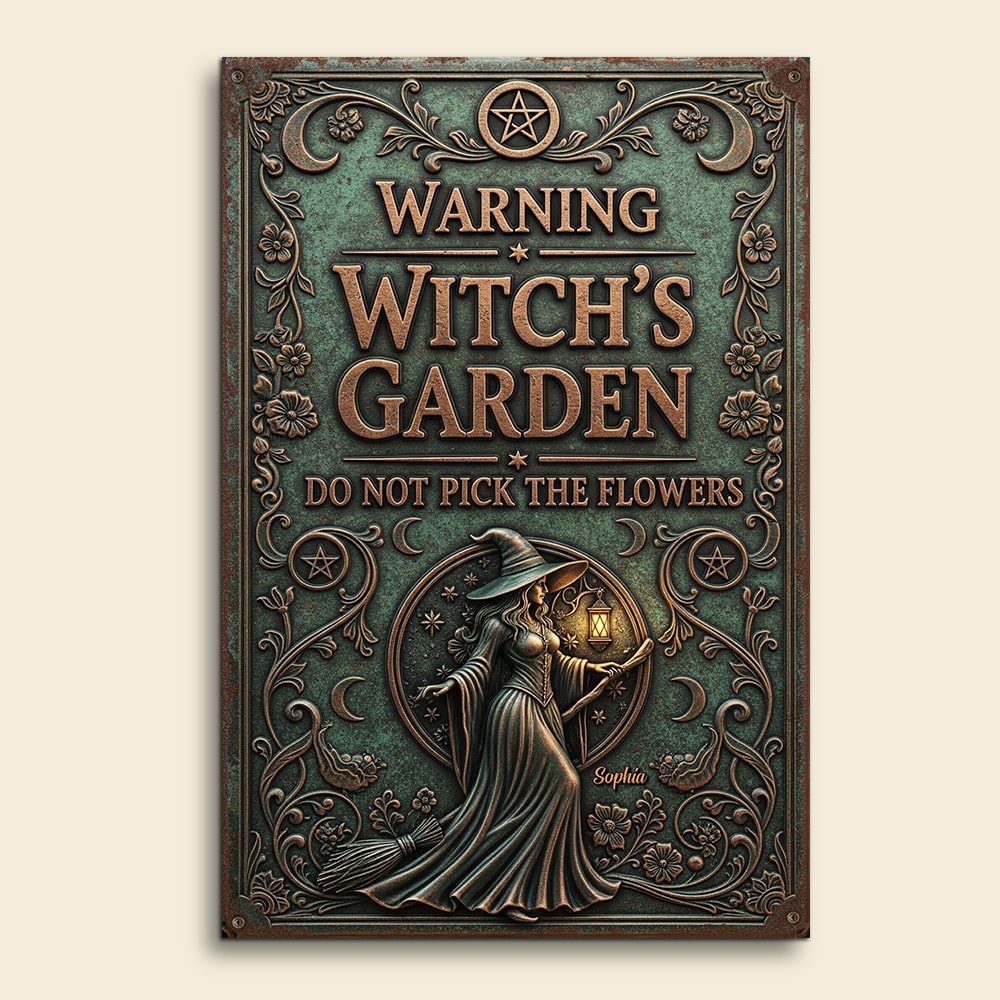 Witch's Garden Personalized Funny Metal Sign - A Unique Gift for Witch Lovers Metal Signs PopCulturePrints