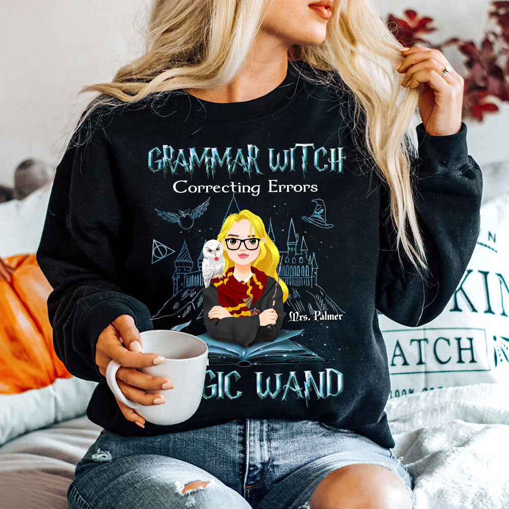 Personalized Grammar Witch Teacher Sweatshirt - Magical Gift for Educators