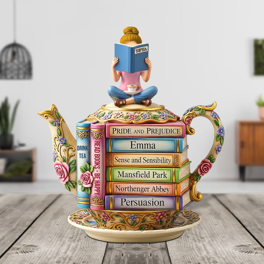 Tea & Books Enthusiast Plaque - Personalized Gifts for Book Lovers Shaped Plaques PopCulturePrints