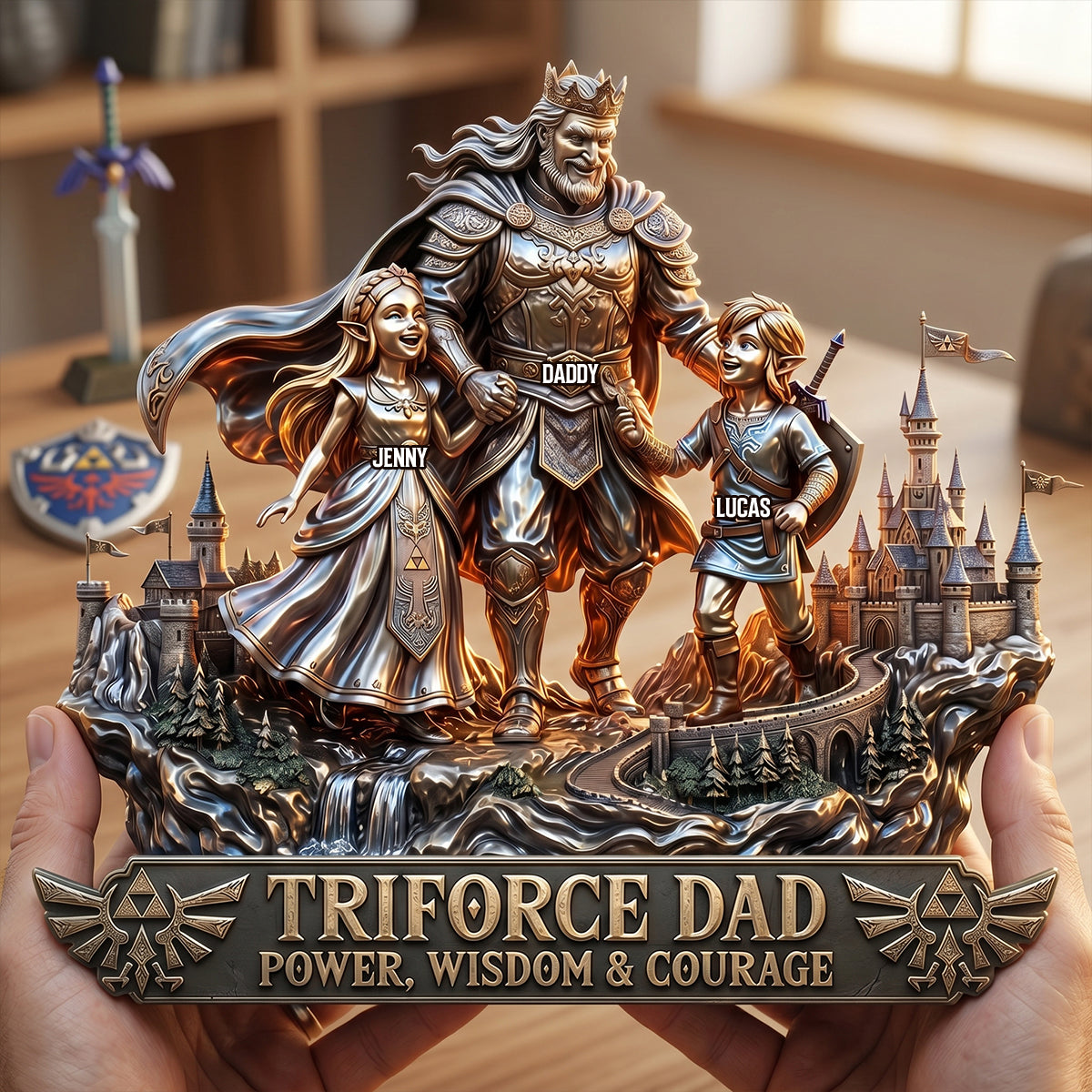 "Empower Your Dad with Love!" - Fantasy King Dad Acrylic Plaque - Personalized Gift for Dads, Grandpas, and Fathers Shaped Plaques PopCulturePrints