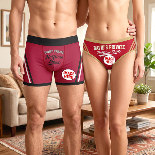 “Touchdown in Style!” - Matching Game Day Couple Men & Women Boxer Briefs - Personalized Gift for Sporty Couples Boxer Briefs PopCulturePrints