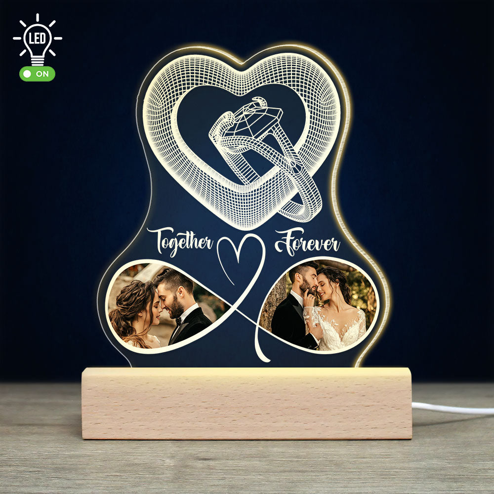 Customizable 3D LED Heart Light - Together Forever Couples Gift Led Night Light PopCulturePrints