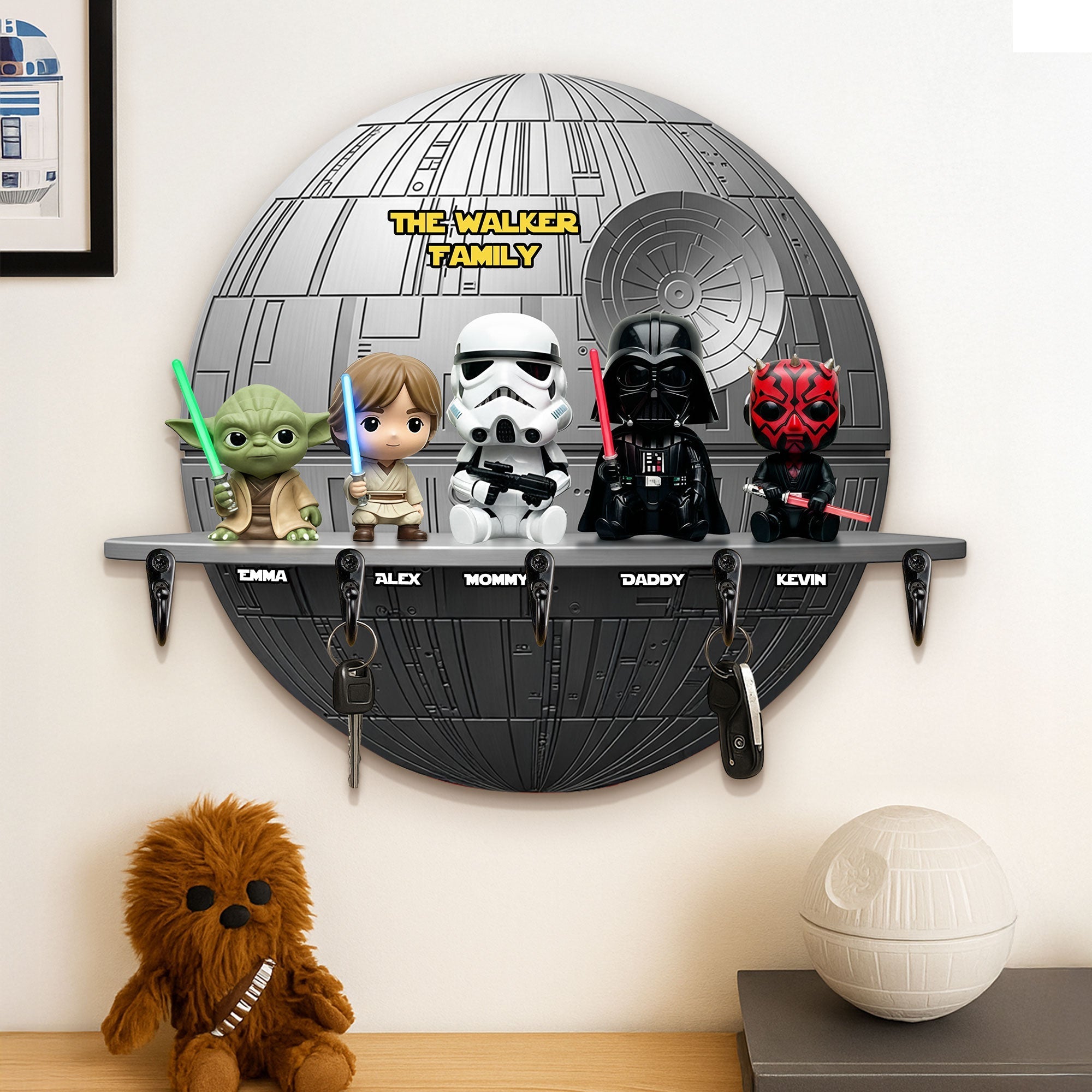 Your Family is Your Galaxy - Personalized Key Hanger For Families Wood Sign PopCulturePrints