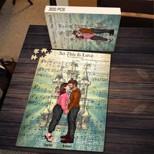 Load image into Gallery viewer, Personalized Romantic Jigsaw Puzzle - So This Is Love Wood Sign PopCulturePrints

