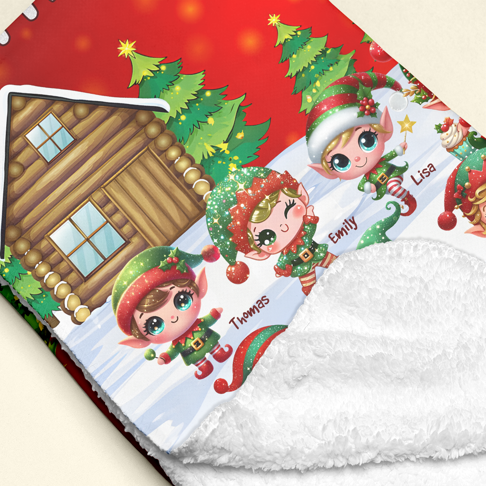 Grandma's Little Elves Personalized Christmas Blanket Blanket PopCulturePrints