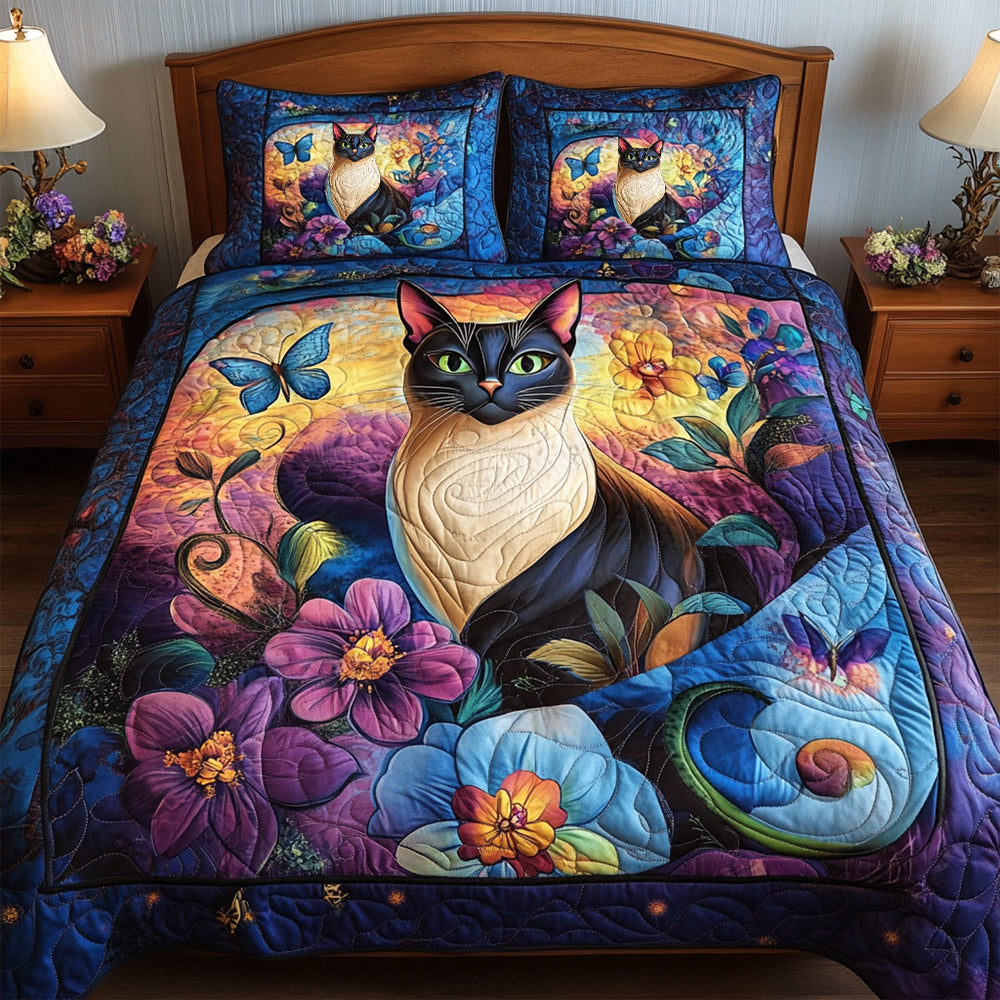 Siamese Cat Lovers Quilt Bedding Set - Purrfect Gift for Cat Enthusiasts Blanket PopCulturePrints