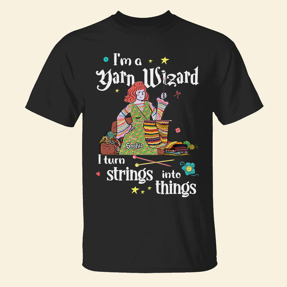 Personalized Yarn Wizard T-Shirt - Turn Strings into Things