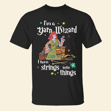 Load image into Gallery viewer, Personalized Yarn Wizard T-Shirt - Turn Strings into Things
