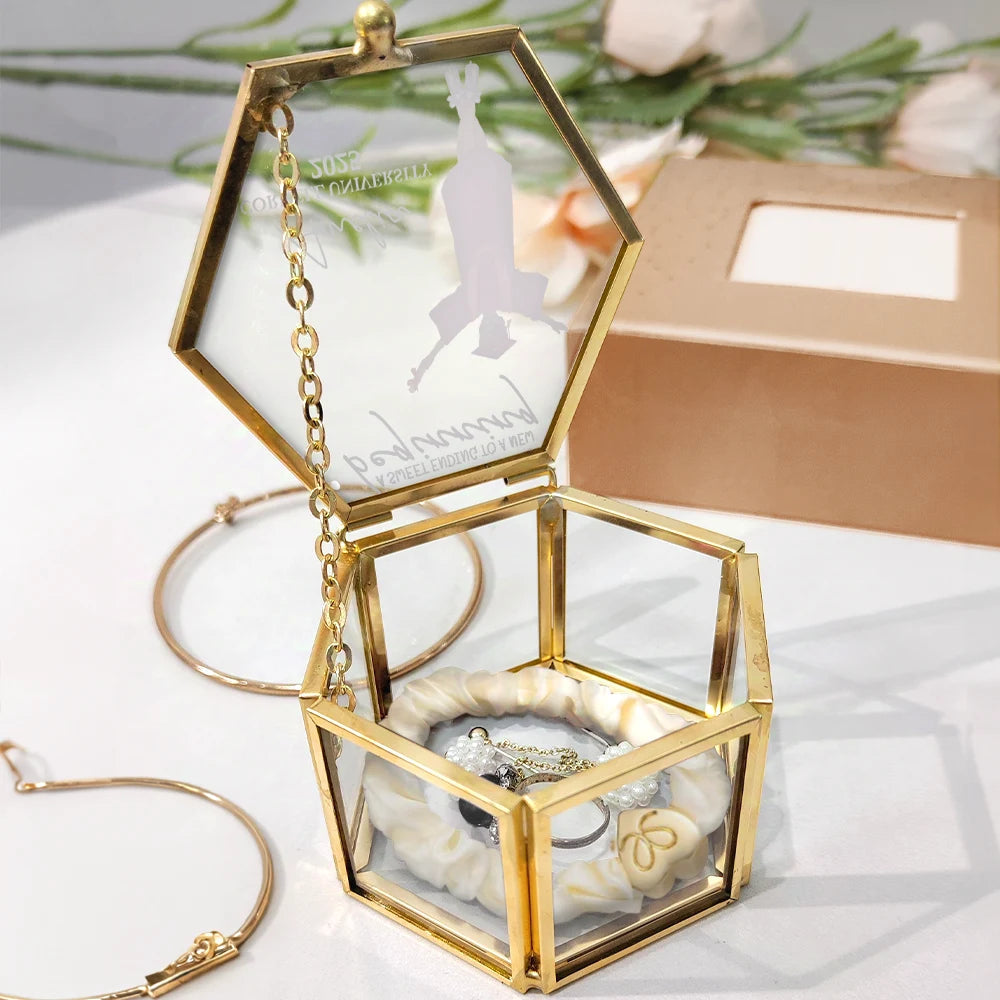 A Sweet Ending To A New Beginning - Personalized Glass Jewelry Box for Graduates Jewelry Box PopCulturePrints
