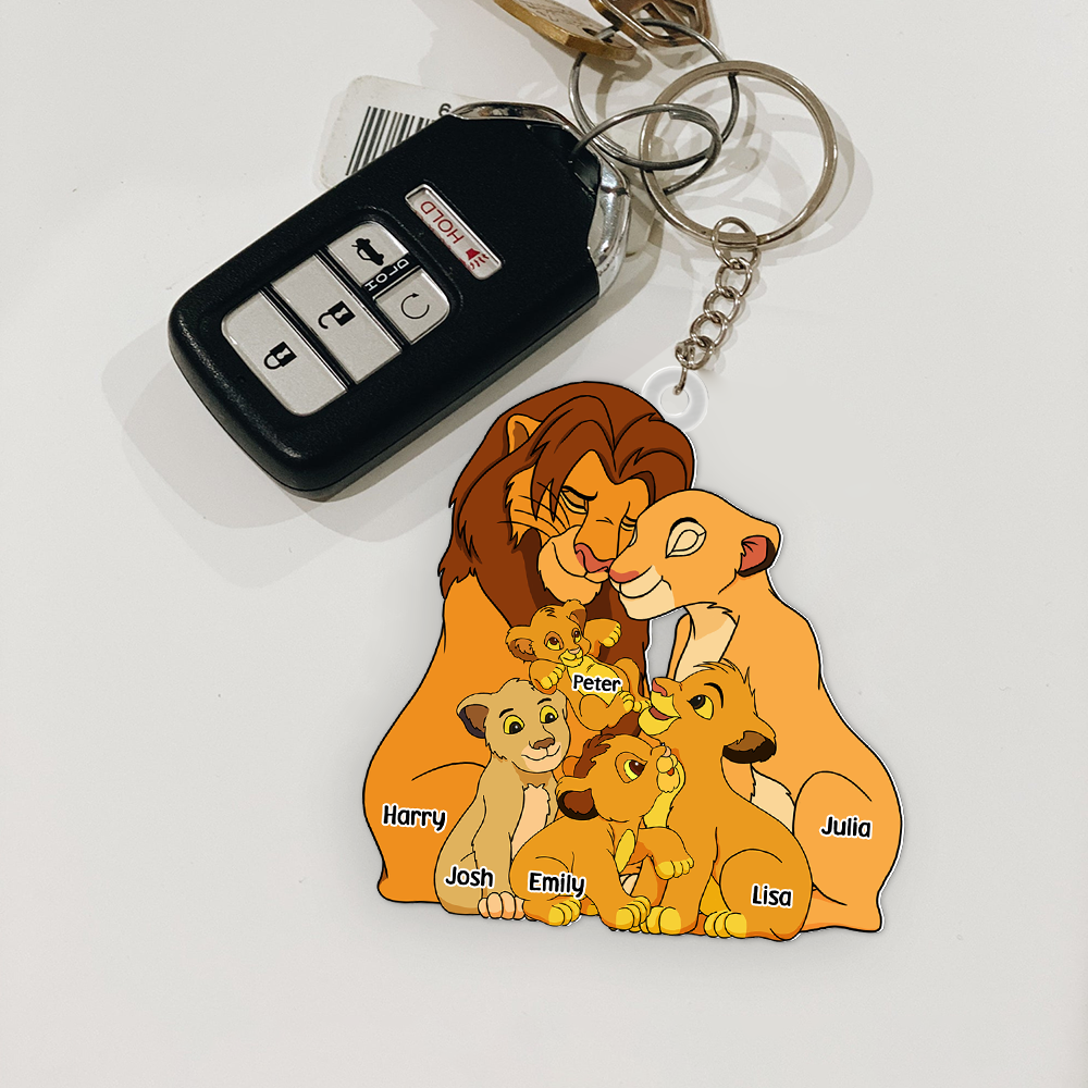 Personalized Lion Couple Keychain - Custom Names