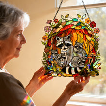 Load image into Gallery viewer, "Embrace the Beauty of Nature" - Raccoon Family Suncatcher Ornament - Personalized Gift for Mom, Grandma, and Loved Ones Ornament PopCulturePrints
