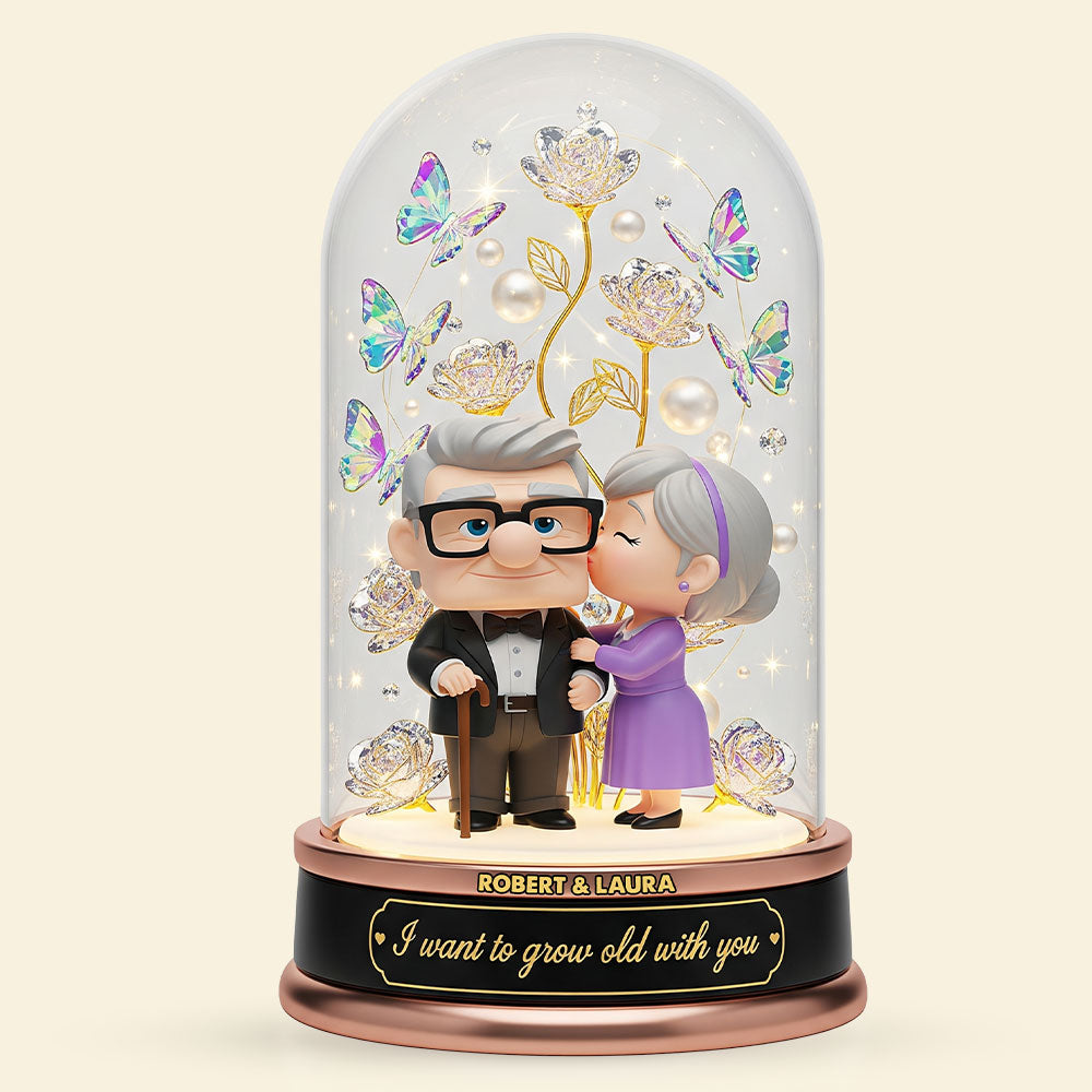 I Want to Grow Old with You - Personalized Old Couple Plaque Shaped Plaques PopCulturePrints