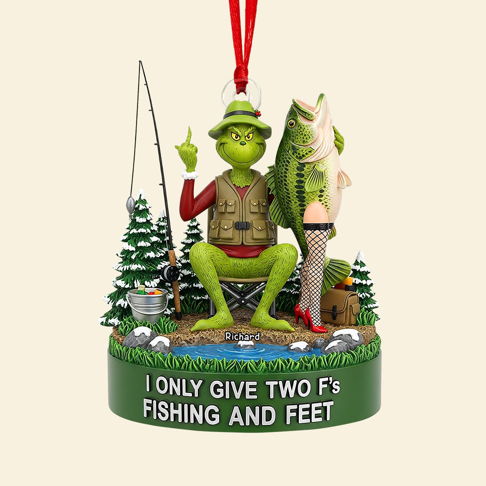 "I Only Give Two F's for Fishing and Feet" - Personalized Fishing Lover Christmas Ornament Ornament PopCulturePrints