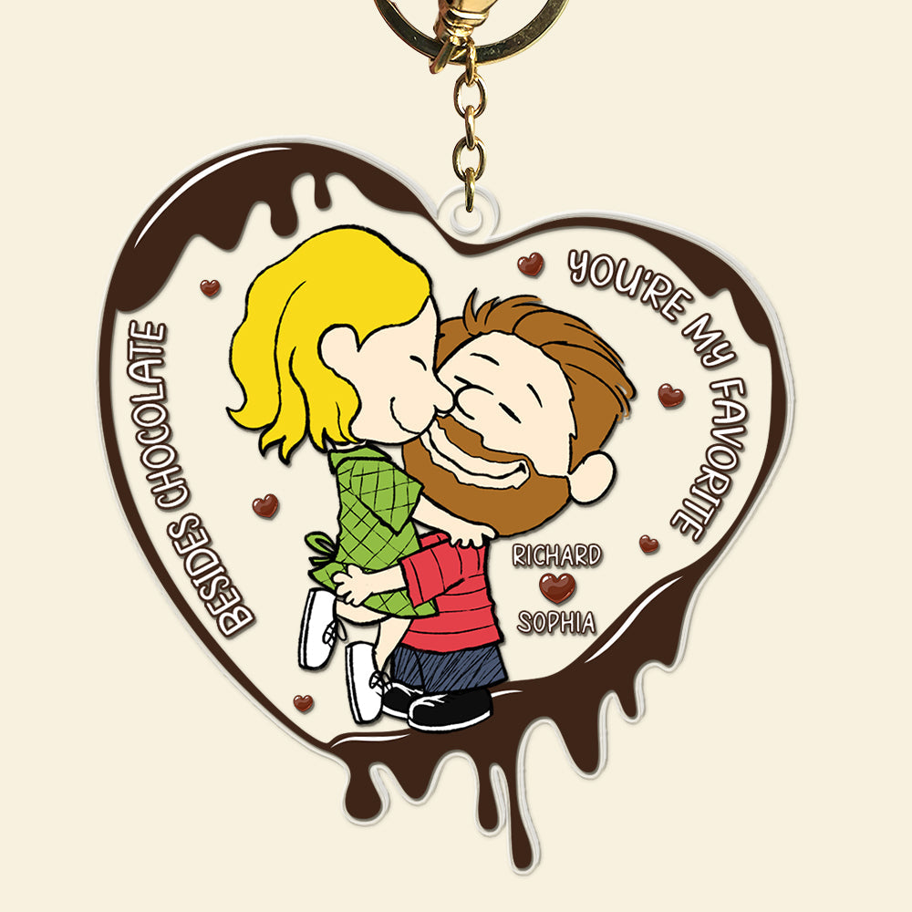 Personalized Heart Acrylic Keychain for Couples - You're My Favorite Keychains PopCulturePrints