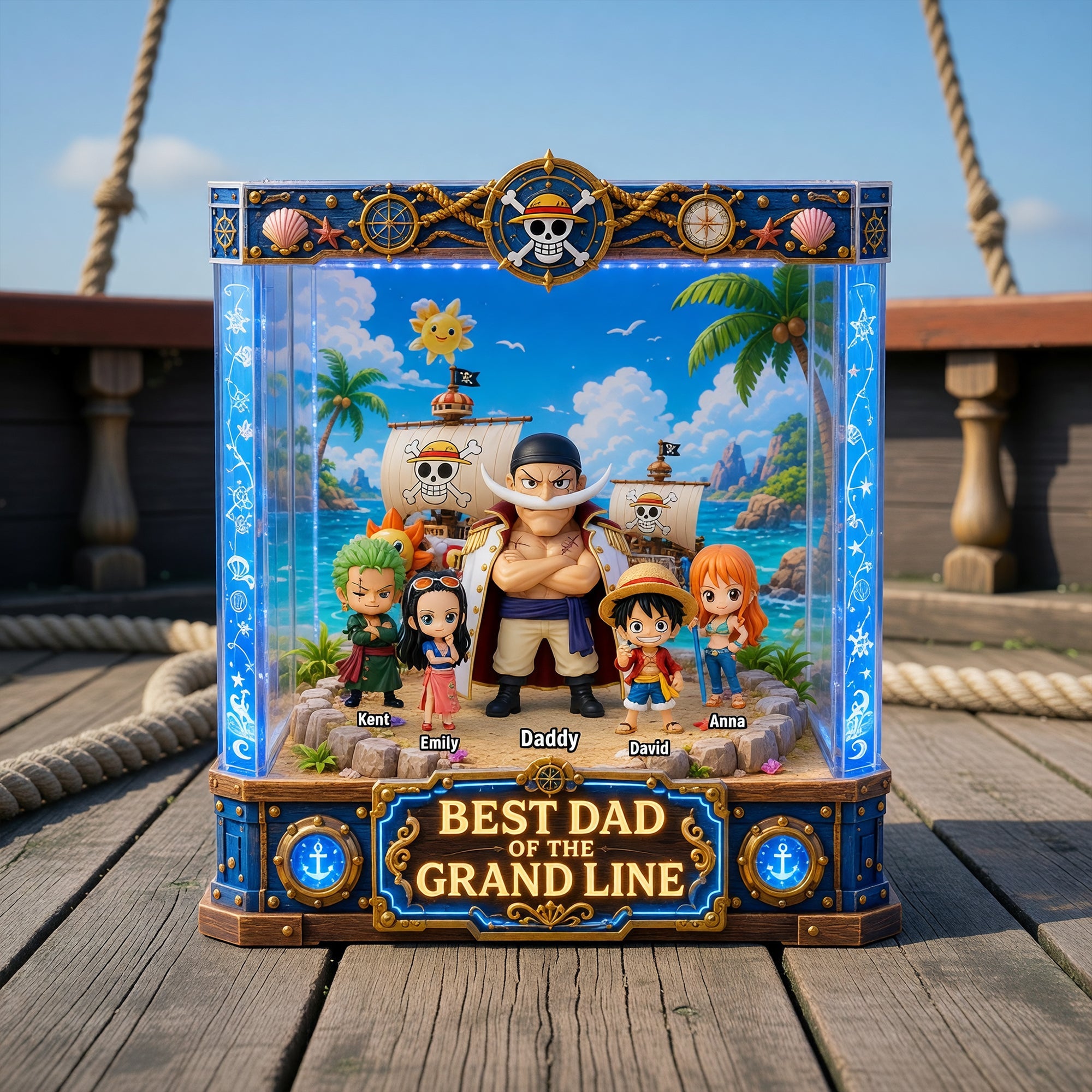 “Best Dad of the Grand Line” - Personalized Adventure Acrylic Plaque - A Special Gift for Dads, Grandpas, and Fathers Shaped Plaques PopCulturePrints