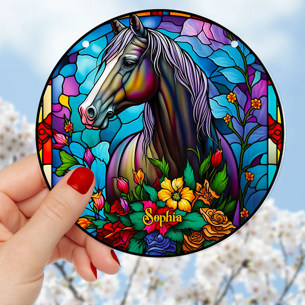 “Embrace the Beauty of Nature” - Personalized Horse Suncatcher - Custom Gift for Horse Lovers, Friends & Family Ornament PopCulturePrints