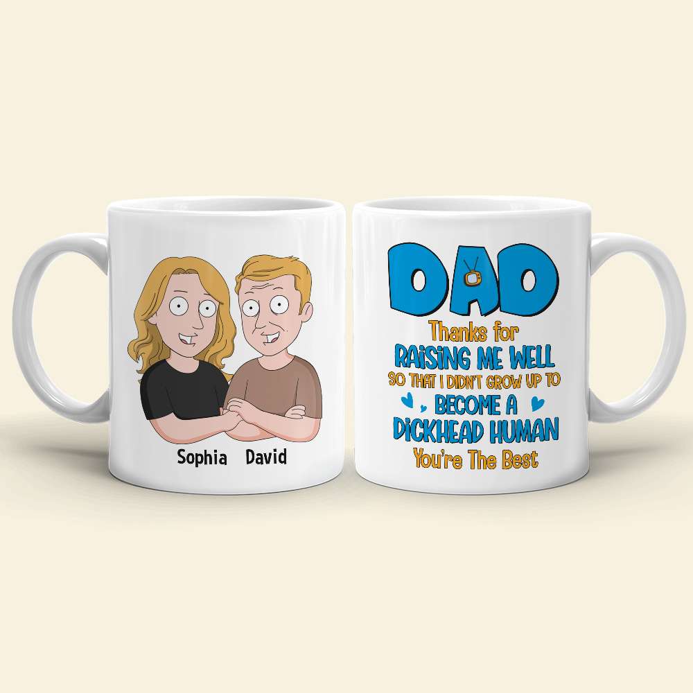 Personalized Cartoon Characters Dad Appreciation Mug Coffee Mug PopCulturePrints