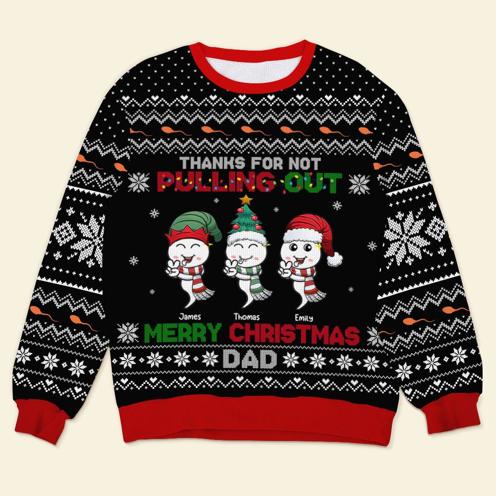 Personalized Funny Dad Christmas Sweater - Humor & Love AOP Products PopCulturePrints