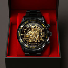Load image into Gallery viewer, “Proud To Serve” - Personalized Stainless Steel Men's Watch - A Meaningful Gift for Veterans Men's Watch PopCulturePrints
