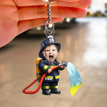 Load image into Gallery viewer, Personalized Kids Firefighter &amp; Police Keychain Gift Keychains PopCulturePrints
