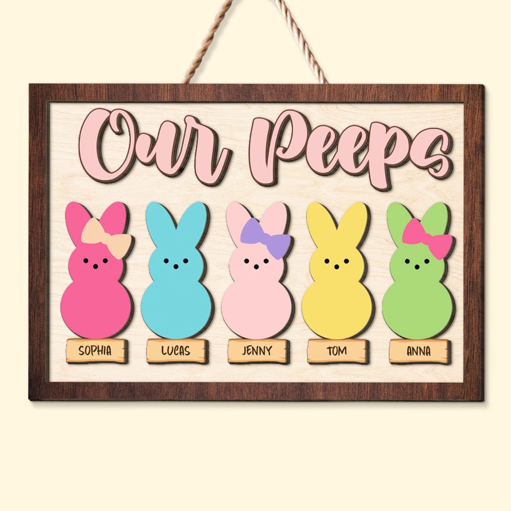 Personalized 'Nana's Peeps' Heart Plaque for Moms Wood Sign PopCulturePrints