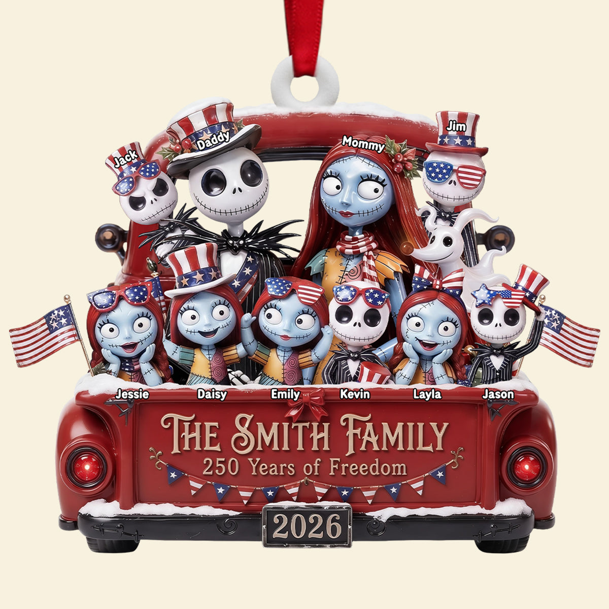 Celebrate Freedom with the Proud Family - Personalized Acrylic Ornament for Christmas