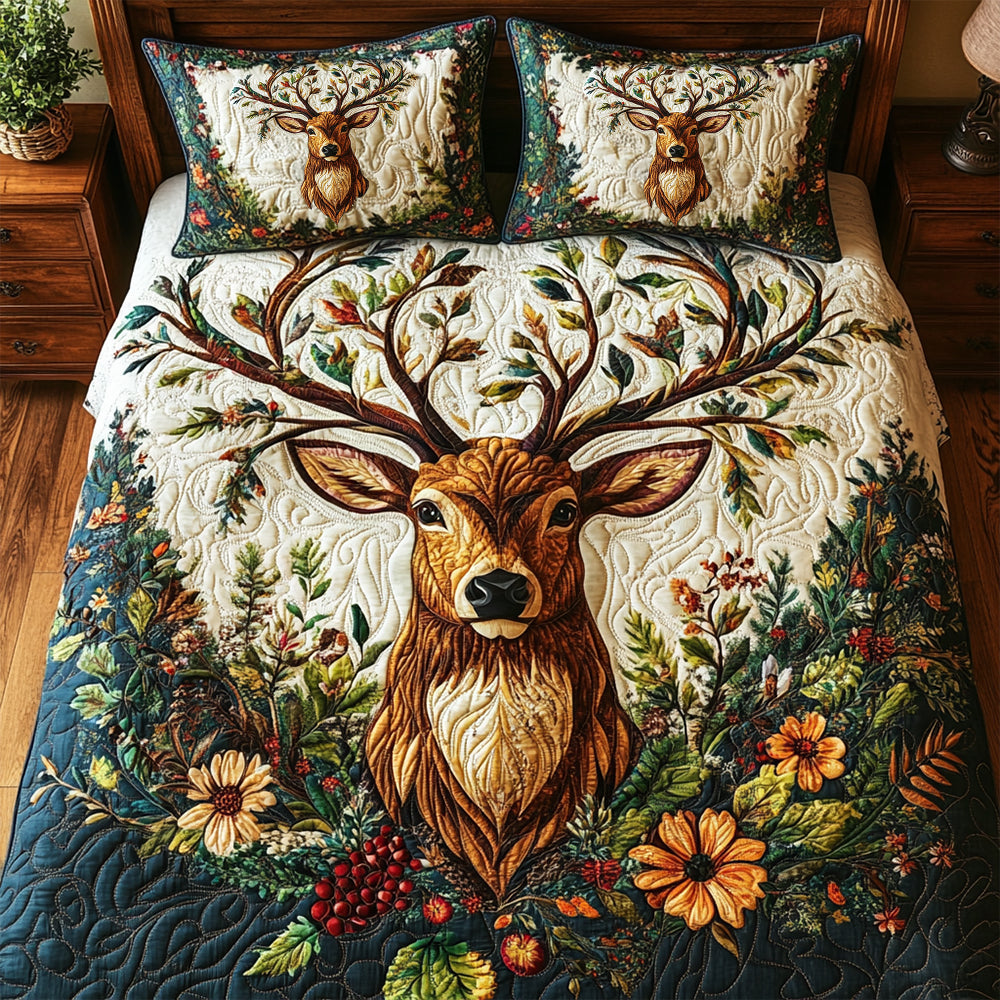Deer Lovers Quilt Bedding Set - Nature-Inspired Home Decor Blanket PopCulturePrints