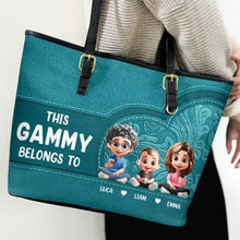 Load image into Gallery viewer, This Grandma Belongs To - Personalized Cartoon Tote Bag Leather Tote Bag PopCulturePrints
