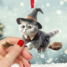 Load image into Gallery viewer, Personalized Wizard Cat Acrylic Ornament for Cat Lovers
