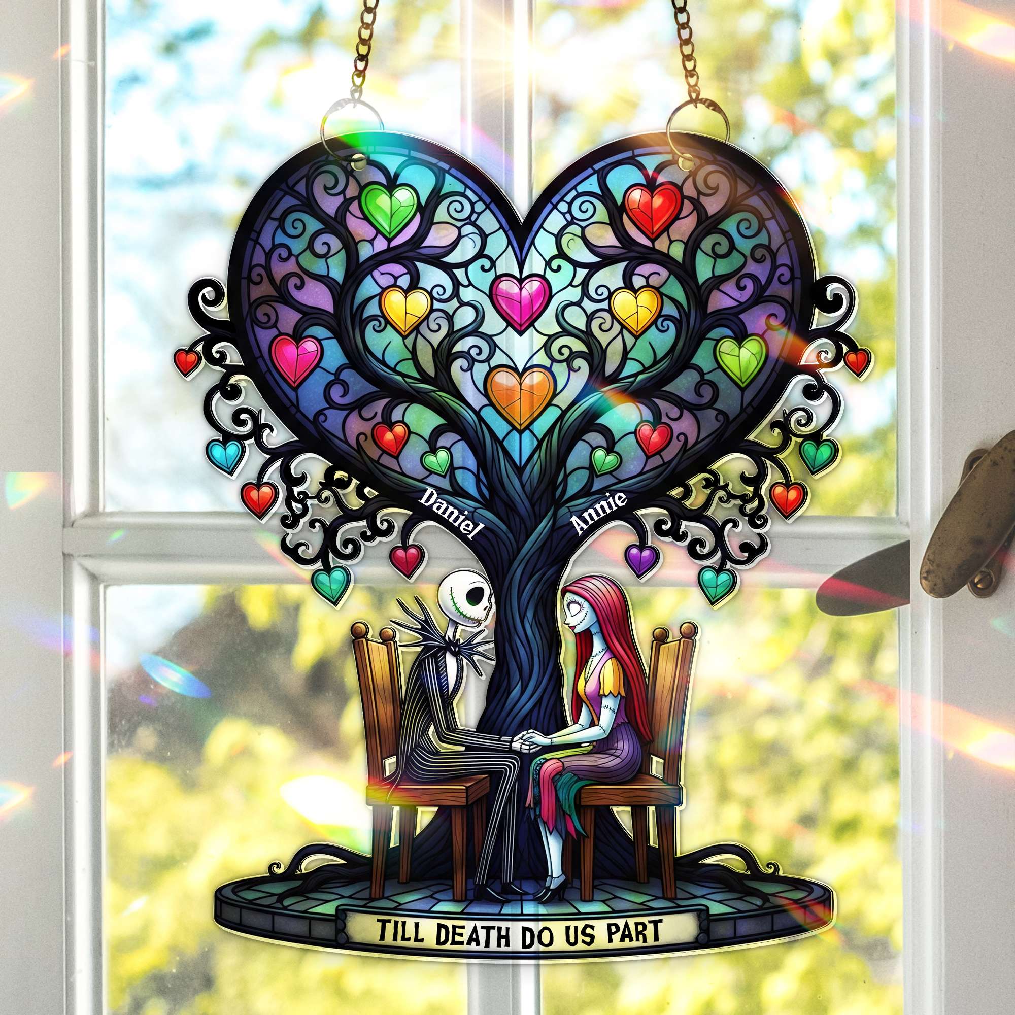 Eternal Love Tree Suncatcher - Personalize Your Love Story with Custom Names Ornament PopCulturePrints