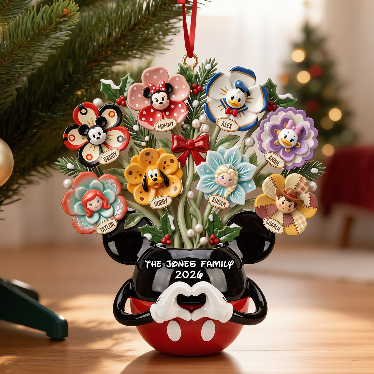 “Together We Bloom” – Personalized Beautiful Family Flower Vase Ornament – A Unique Gift for Families, Friends, and Loved Ones