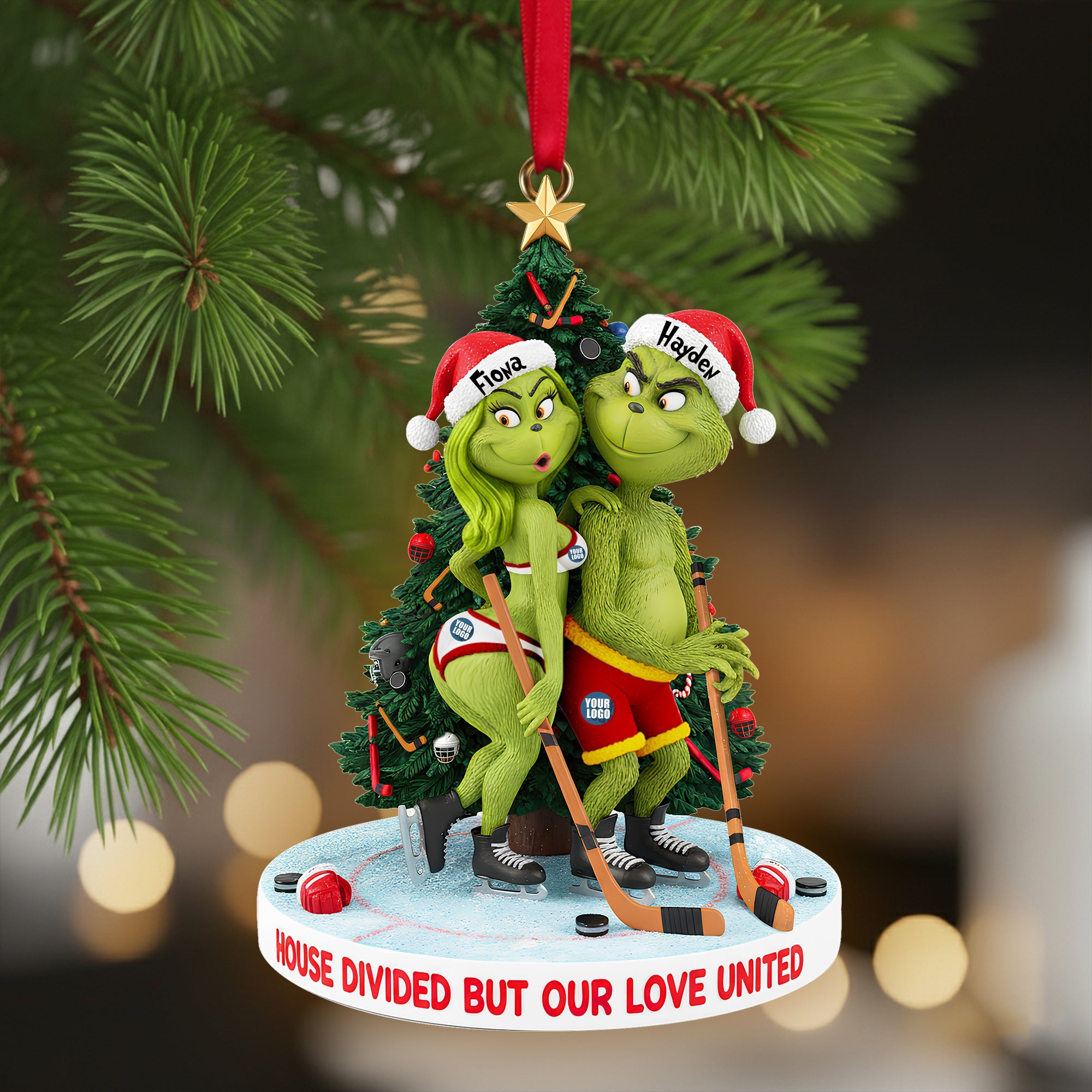 House Divided, But Our Love United - Personalized Ice Hockey Christmas Ornament for Couples Ornament PopCulturePrints