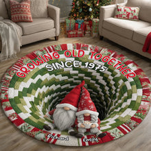 Load image into Gallery viewer, Growing Old Together - Gnome Couple Quilted Round Mat - Personalized Gifts for Couples Doormat PopCulturePrints
