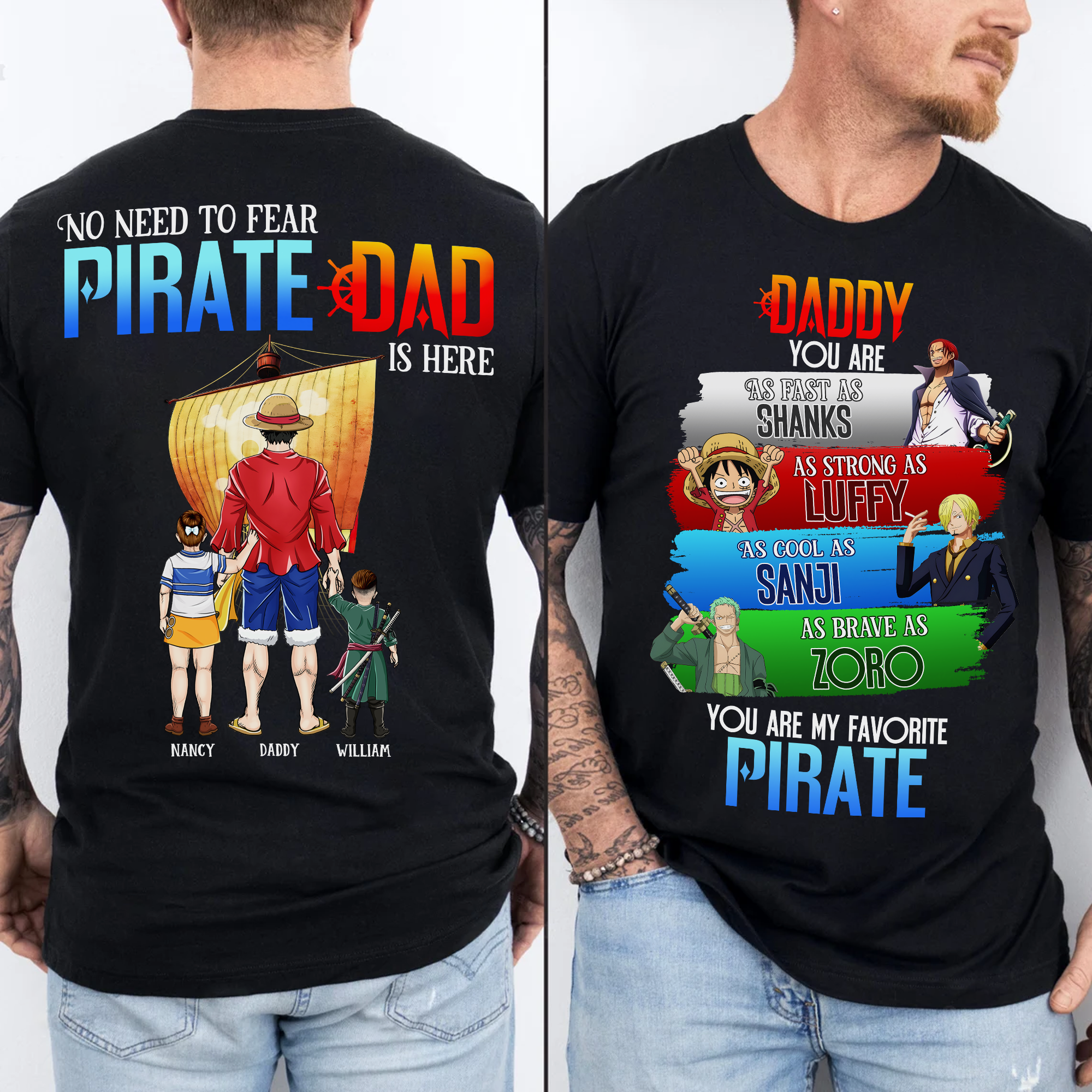 No Need to Fear, Pirate Dad Is Here - Personalized Dad Shirt Shirts PopCulturePrints
