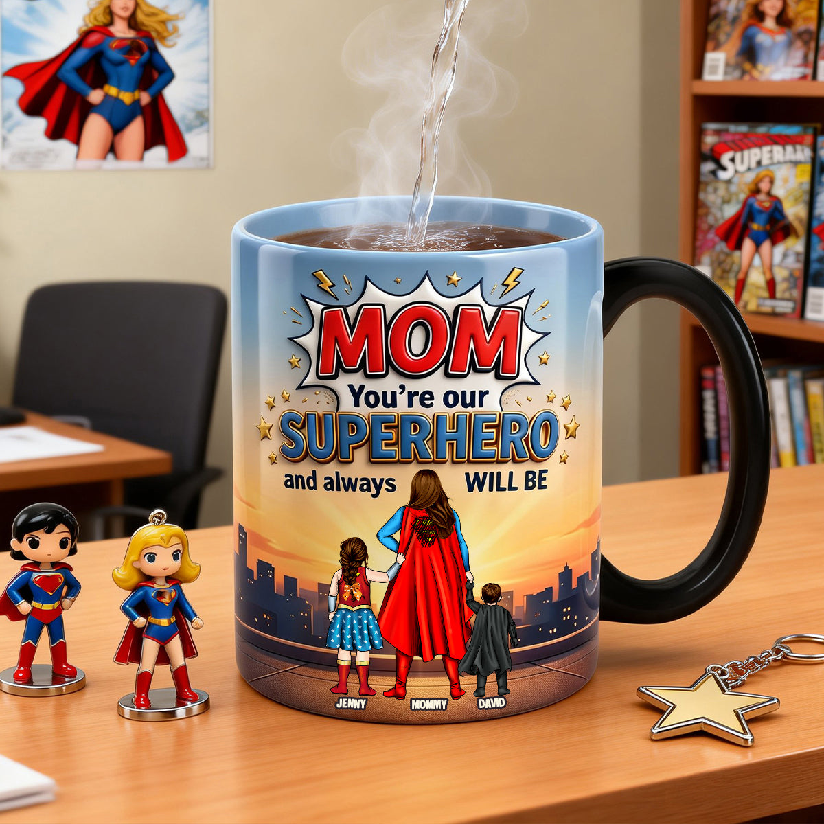 Mom, You're Our Superhero - Personalized Magic Mug for Mother's Day Coffee Mug PopCulturePrints