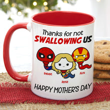 Load image into Gallery viewer, Funny Superhero Mug for Mom - Thanks for Raising Us Coffee Mug PopCulturePrints
