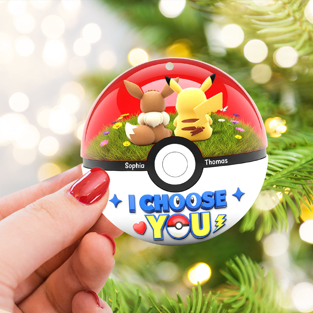 I Choose You - Personalized Cartoon Couple Christmas Ornament Ornament PopCulturePrints