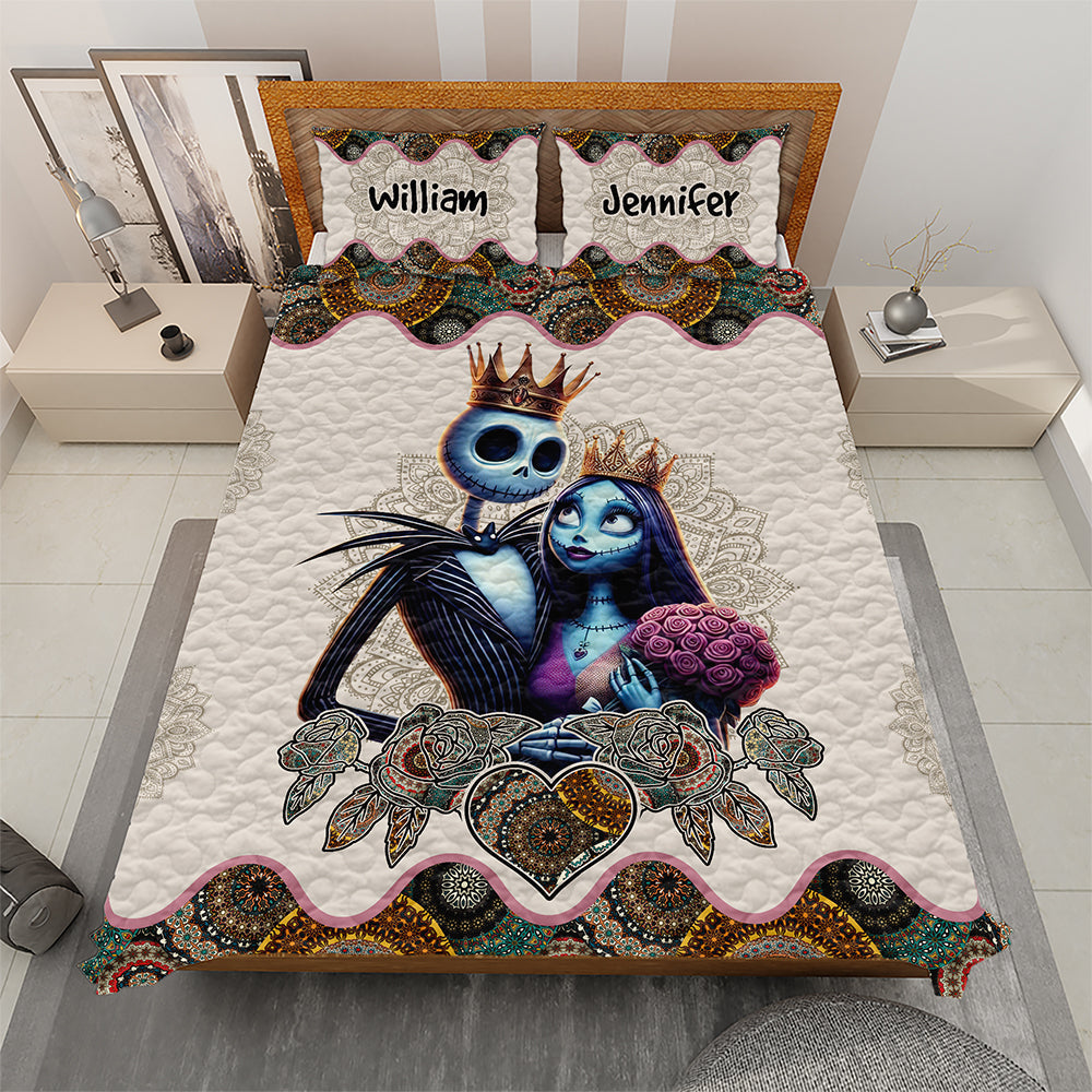 Valentine's Day Gifts: Spooky Love Personalized Quilt Bed Set for Couples - Unique Gift Blanket PopCulturePrints