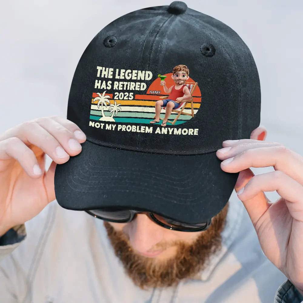 The Legend Has Retired 2025 - Personalized Vintage Washed Denim Cap for Dads and Grandpas Vintage Washed Denim Cap PopCulturePrints